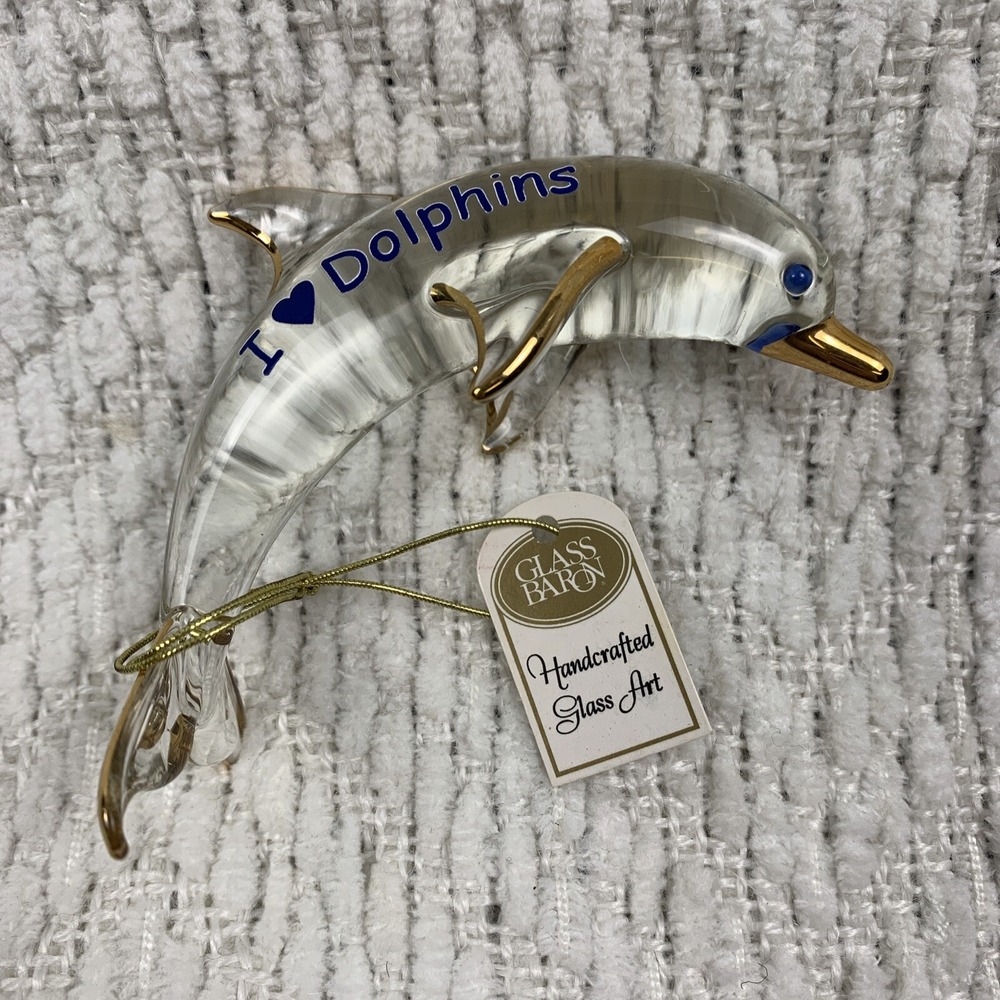 Glass Baron "I Love Dolphins" Handcrafted Glass Art S4 295 2007 New original Tag